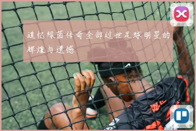 追忆绿茵传奇全部过世足球明星的辉煌与遗憾